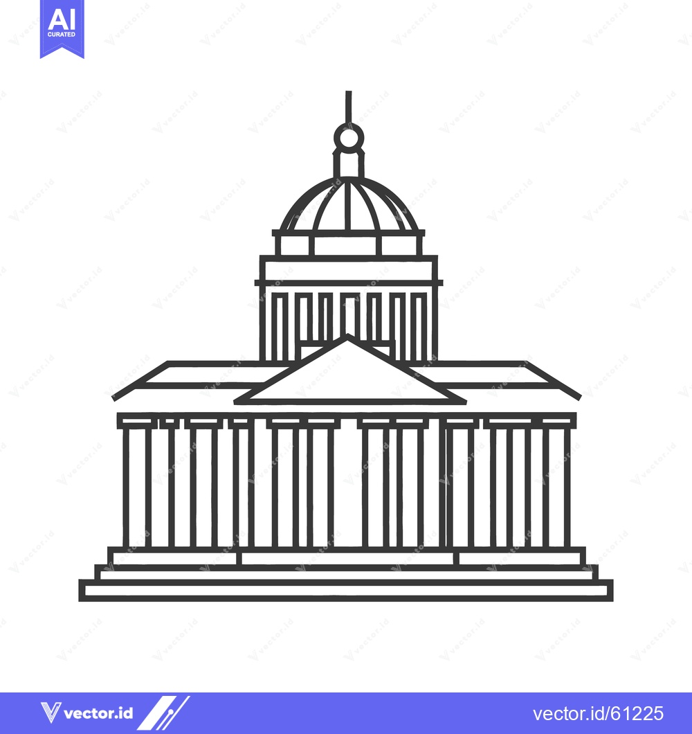 Premium Vector dari A simple line drawing depicts a stately governmental building