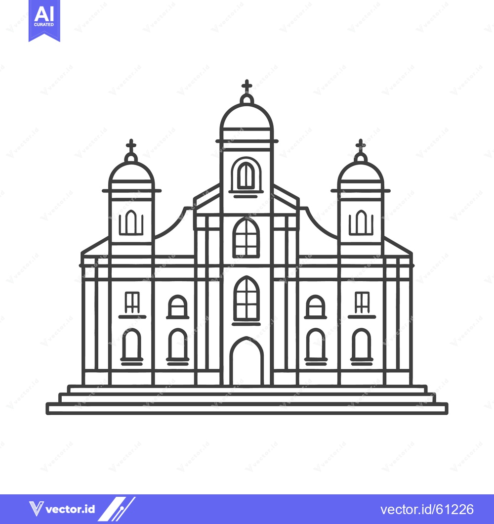 Premium Vector dari A symmetrical outline illustration of a grand church building