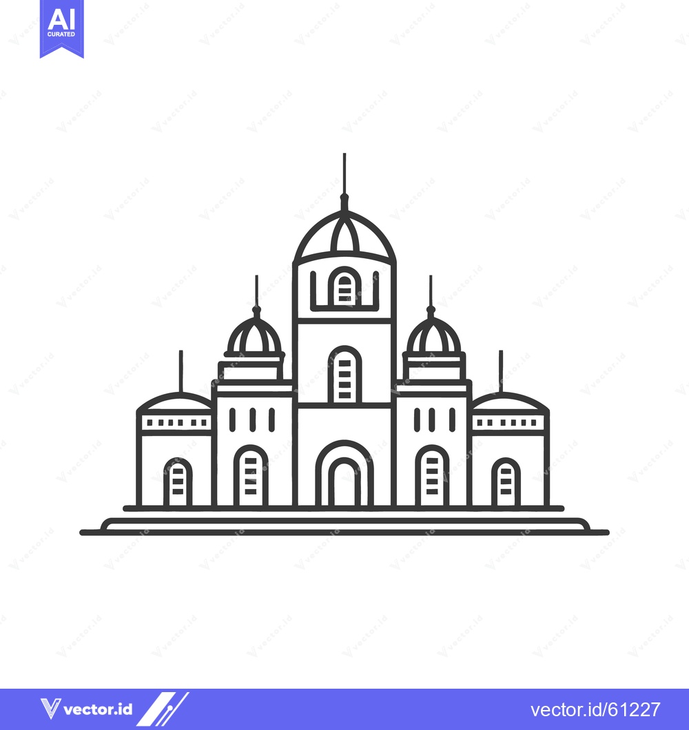 Premium Vector dari The minimalist illustration depicts a classical religious architecture