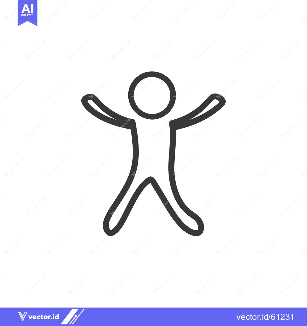 Premium Vector dari A simplistic stick figure representing a joyful human being with outst