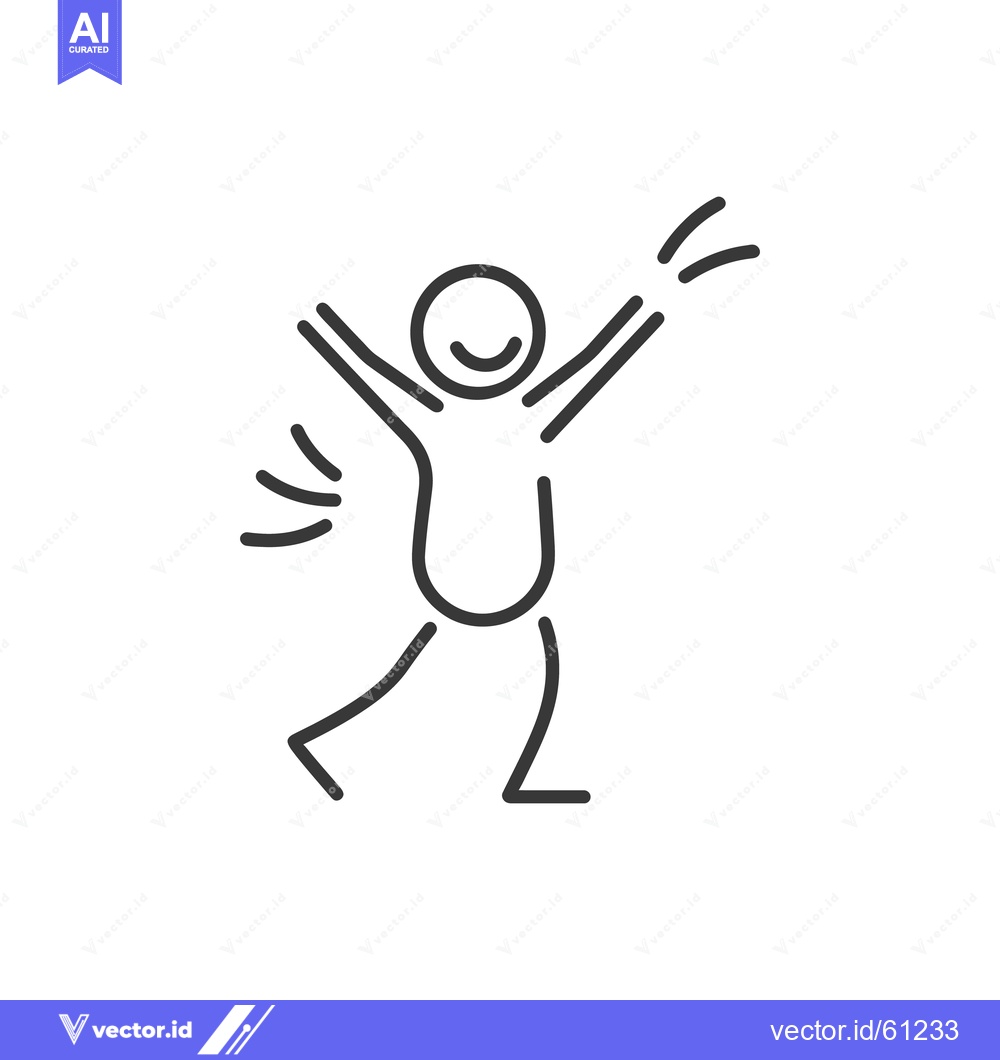 Premium Vector of A simple stick figure is jumping and expressing joy happily