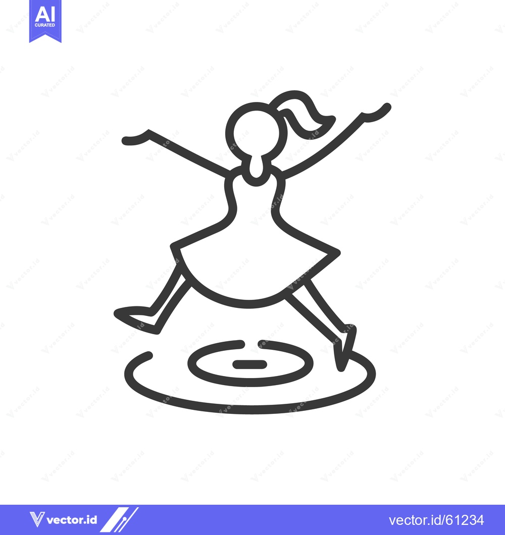 Premium Vector dari An illustration depicts a young girl dancing on a platform