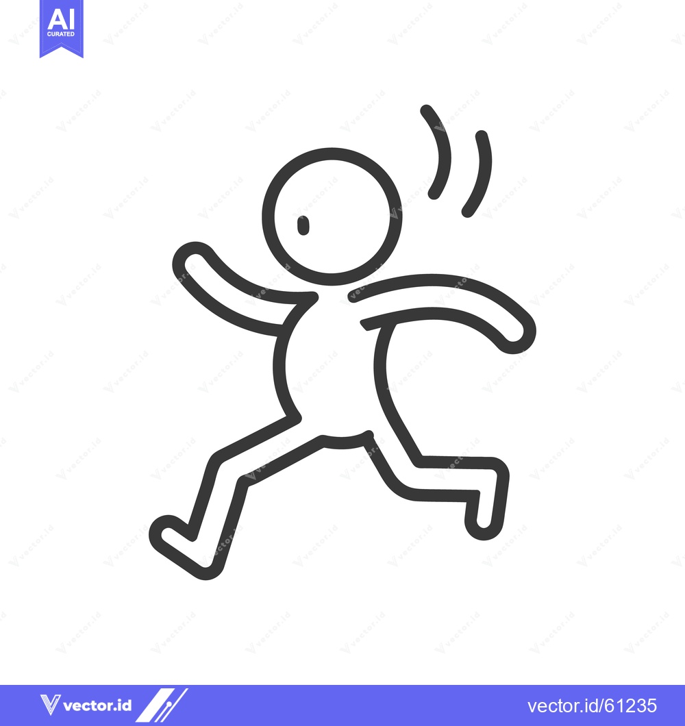 Premium Vector dari A simple black and white cartoon figure running quickly with arms outs