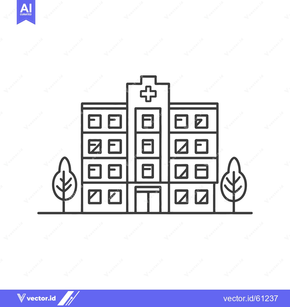Premium Vector dari A line drawing depicting a modern building with a cross symbol