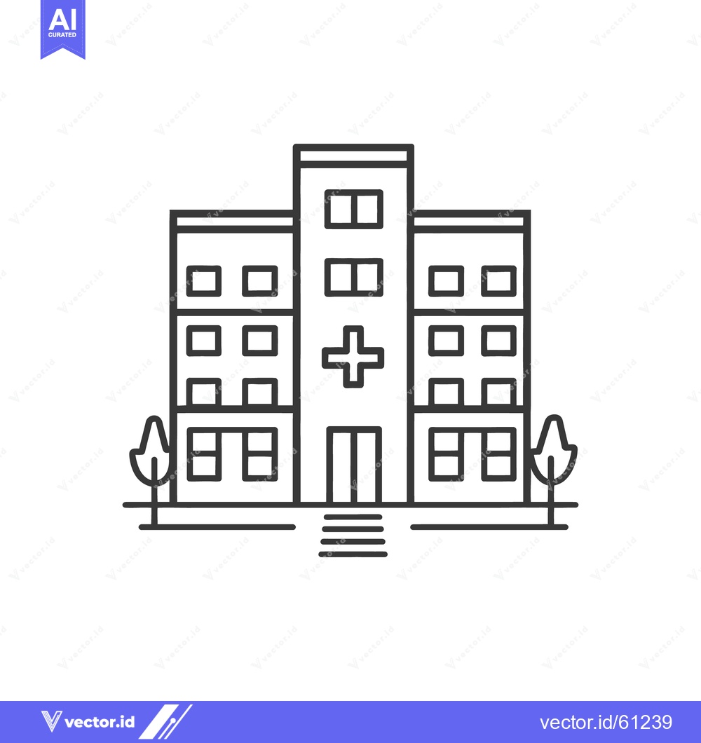 Premium Vector dari A simple line drawing of a medical facility building