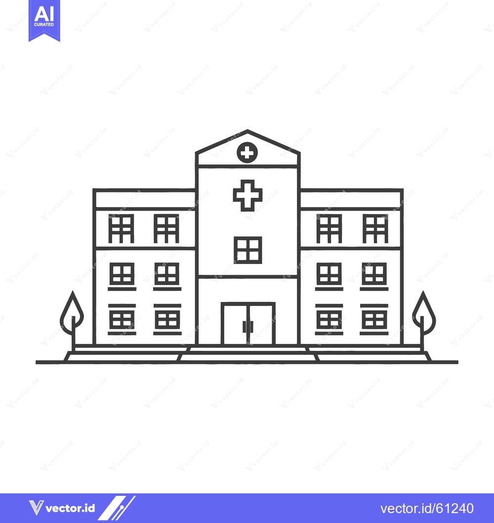 Premium Vector dari Simplified black and white illustration of a medical care facility bui
