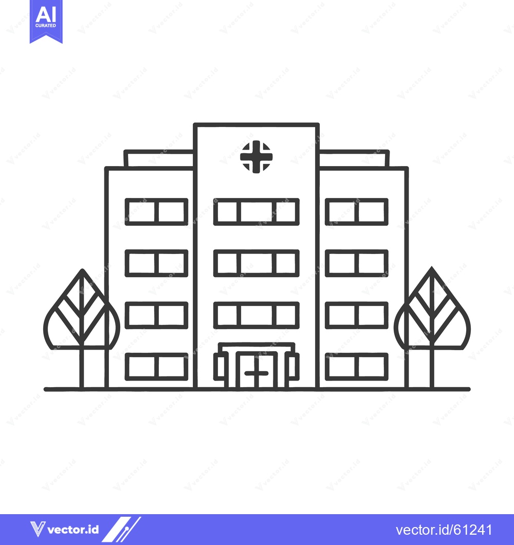 Premium Vector dari A graphic black and white illustration of a hospital building