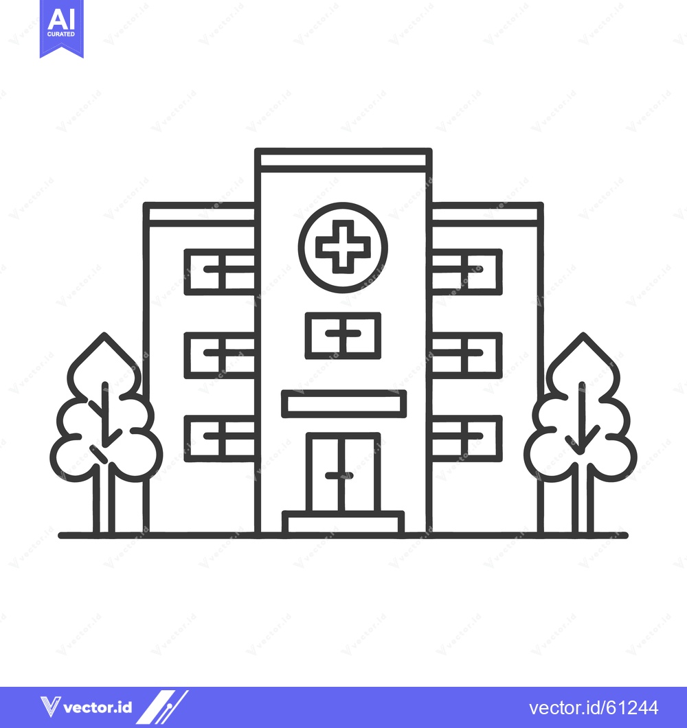 Premium Vector dari A simplified black and white illustration of a hospital building