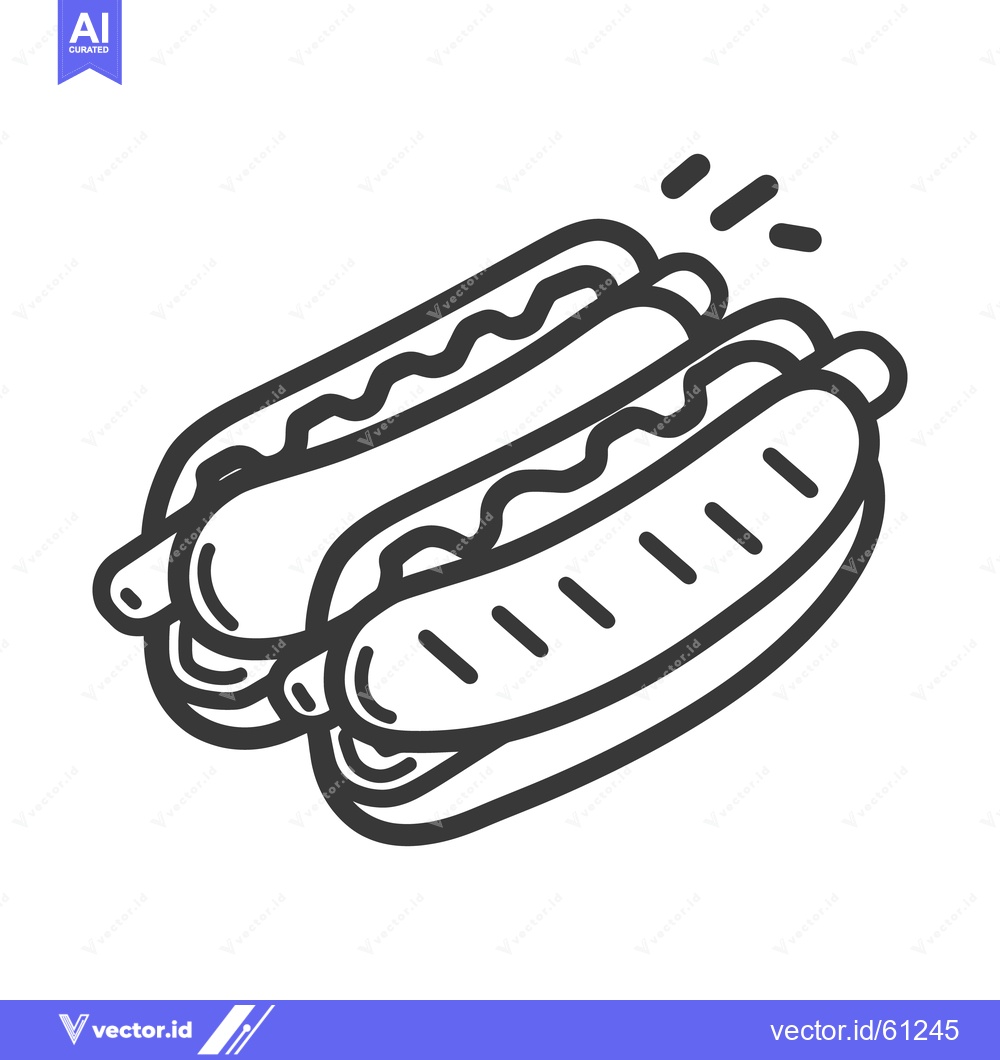 Premium Vector dari Simple black and white illustration of two hot dogs ready to eat