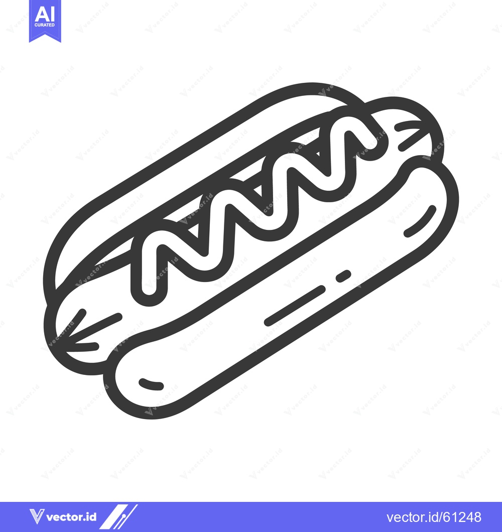 Premium Vector dari A simple outlined illustration depicting a classic hotdog with condime
