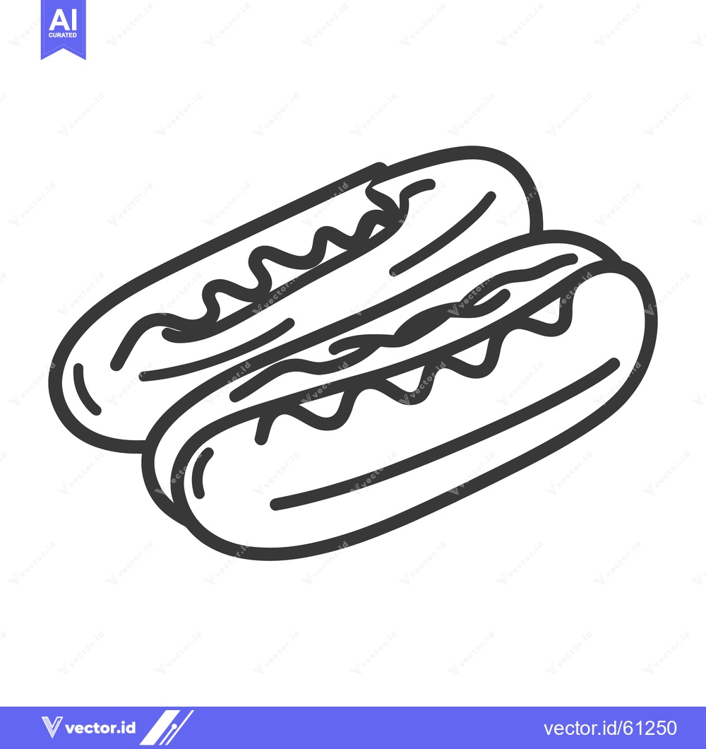 Premium Vector dari Two simple line drawn hot dogs with condiment details