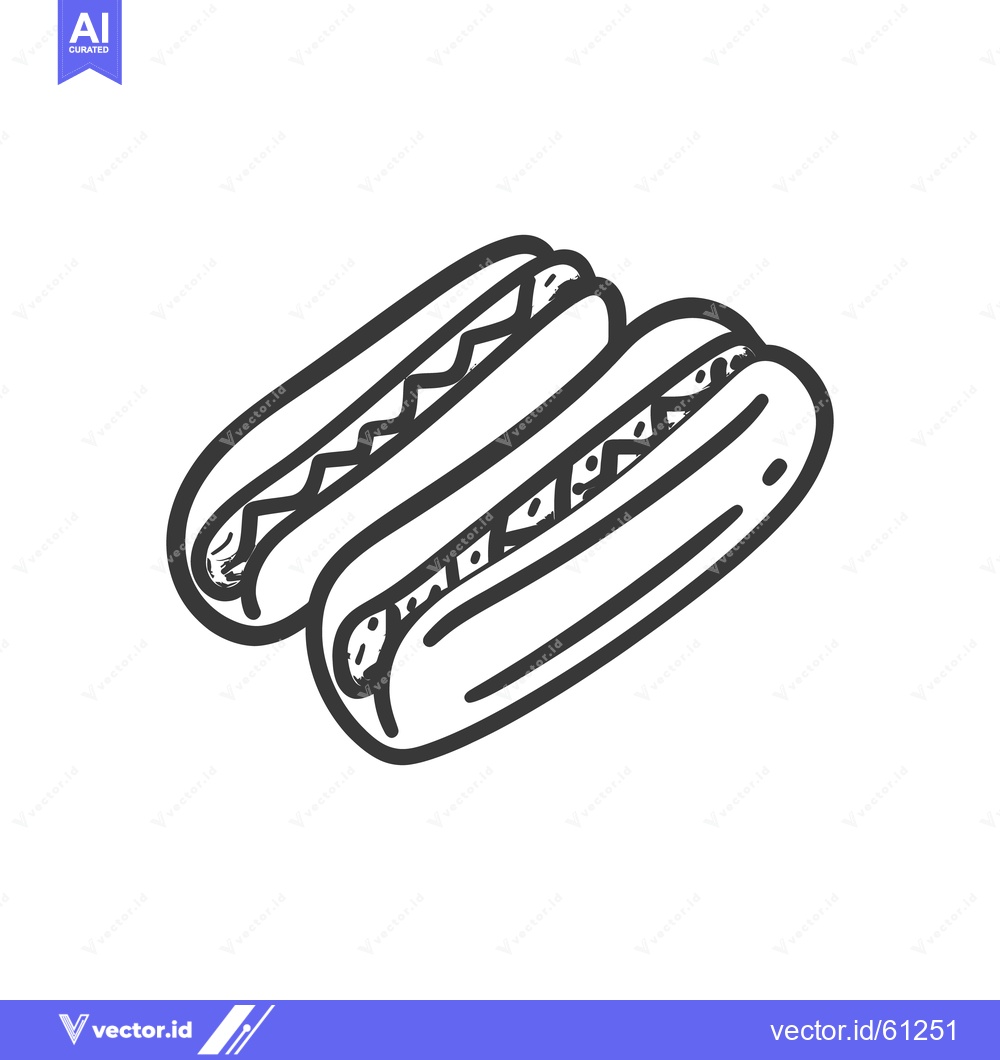 Premium Vector dari Two simple line art drawings of delicious hot dogs