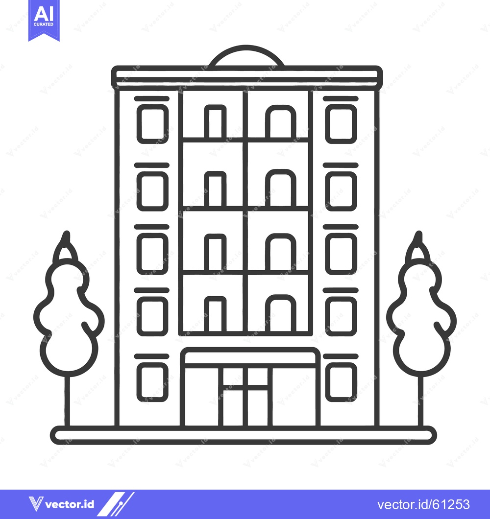 Premium Vector dari Simple black and white illustration of a tall apartment building