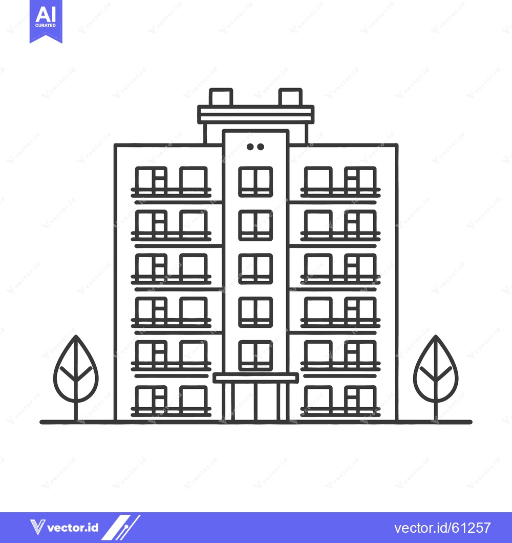 Premium Vector dari A detailed linear illustration depicting a modern apartment building c