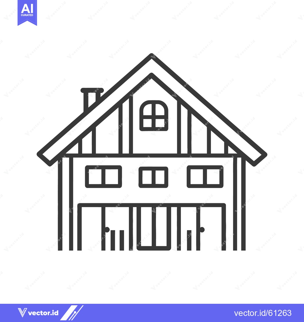 Premium Vector of A simple line drawing of a stylized residential house structure