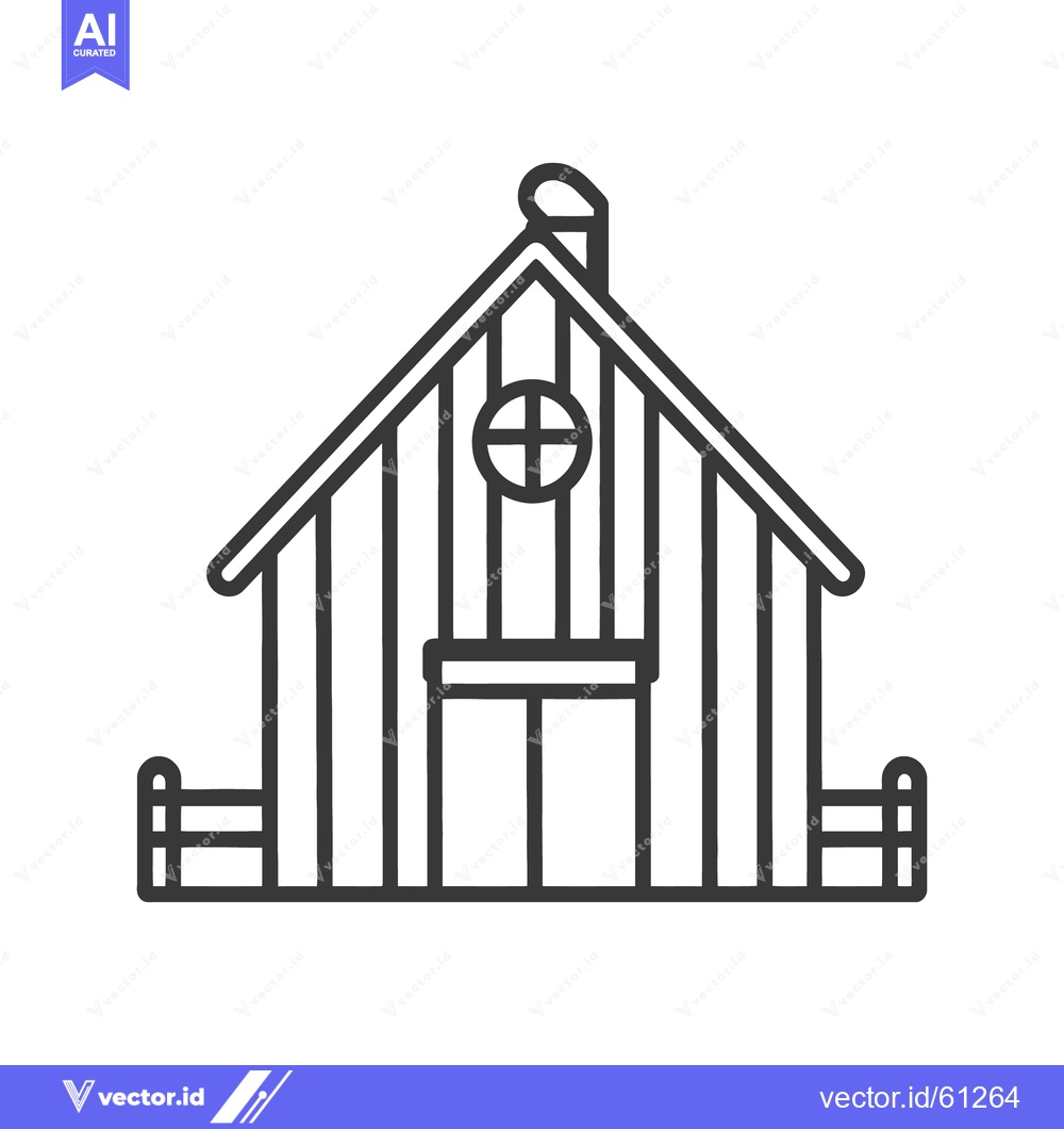 Premium Vector dari A black and white illustration of a simple wooden house