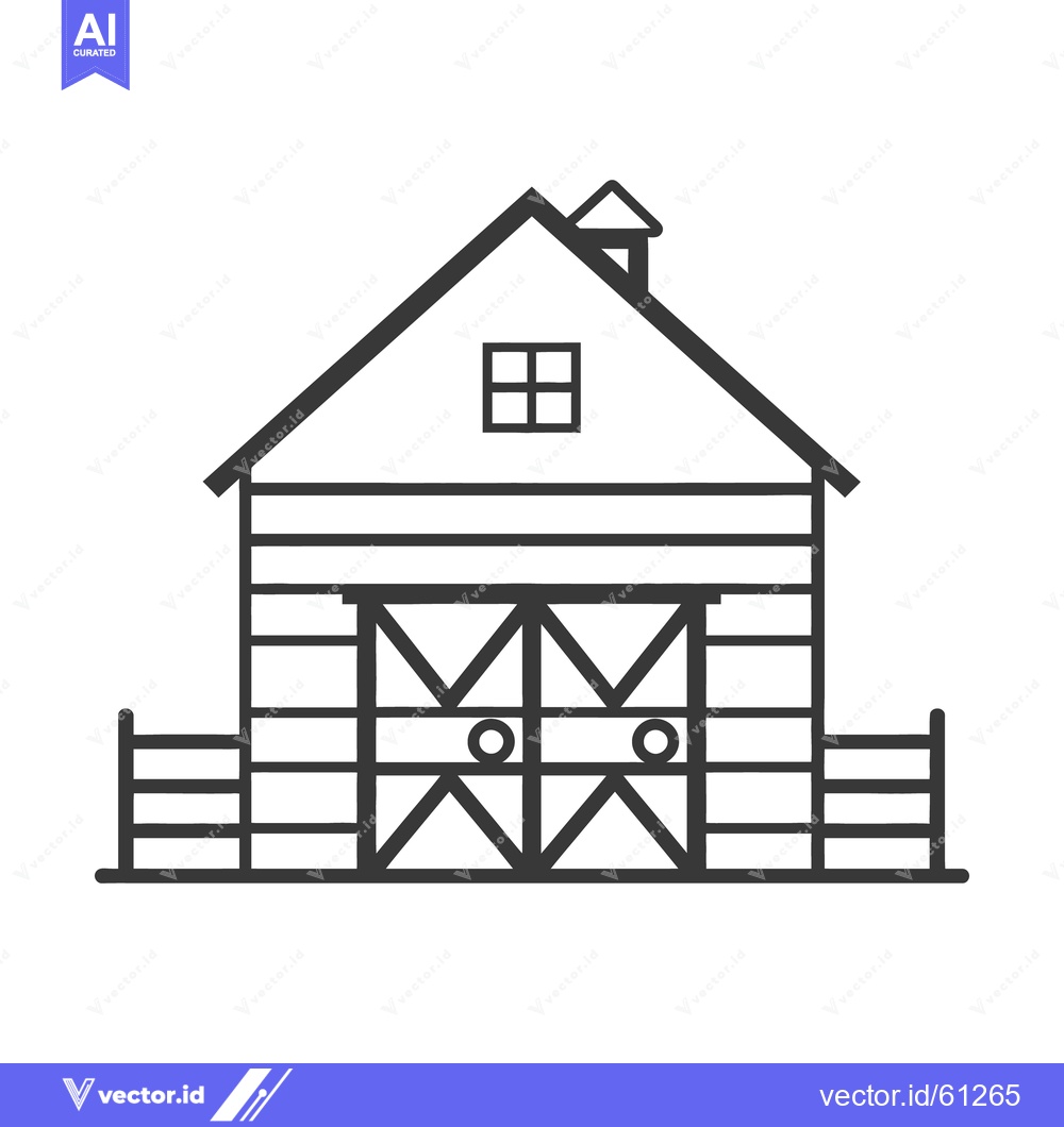 Premium Vector dari A black and white line drawing of a farm building