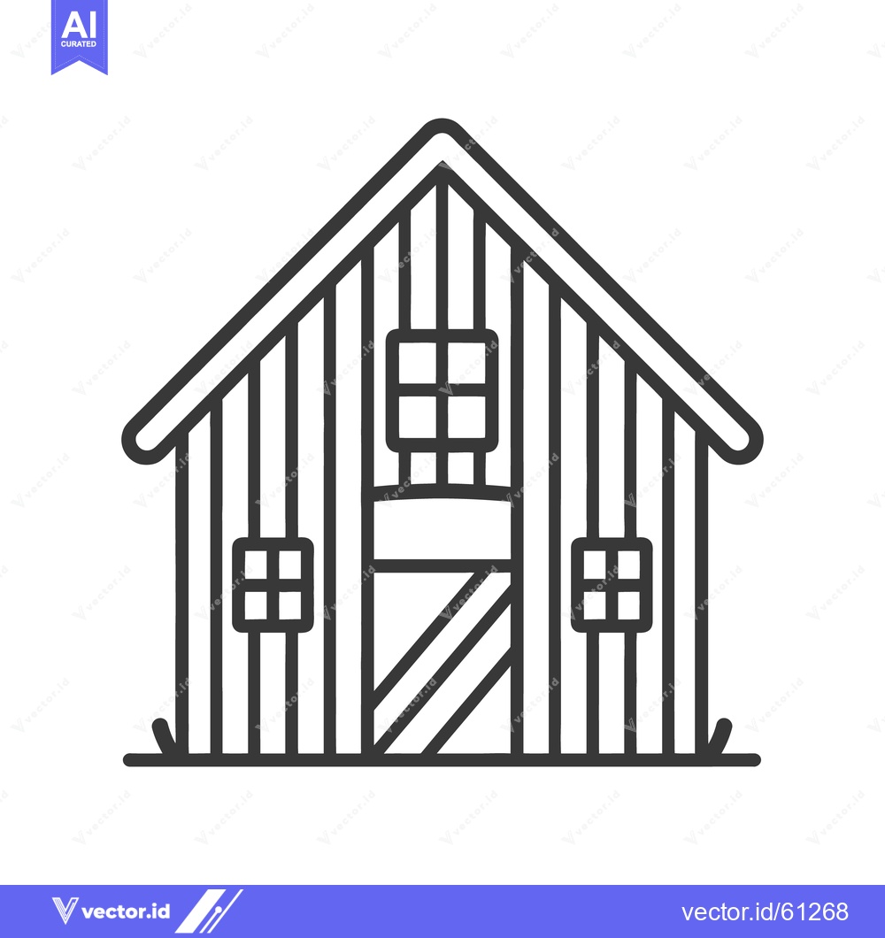 Premium Vector dari A simple black and white illustration of a wooden shed