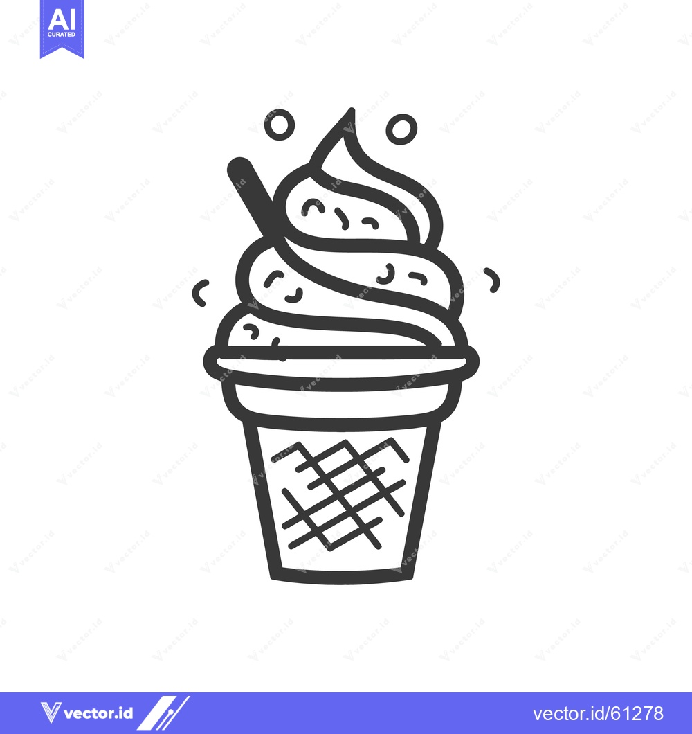 Premium Vector of A delicious soft serve ice cream cone drawing illustration