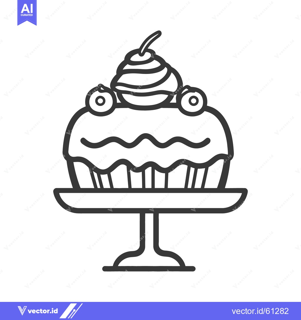 Premium Vector dari A delicious dessert cake with cherries on a decorative cake stand