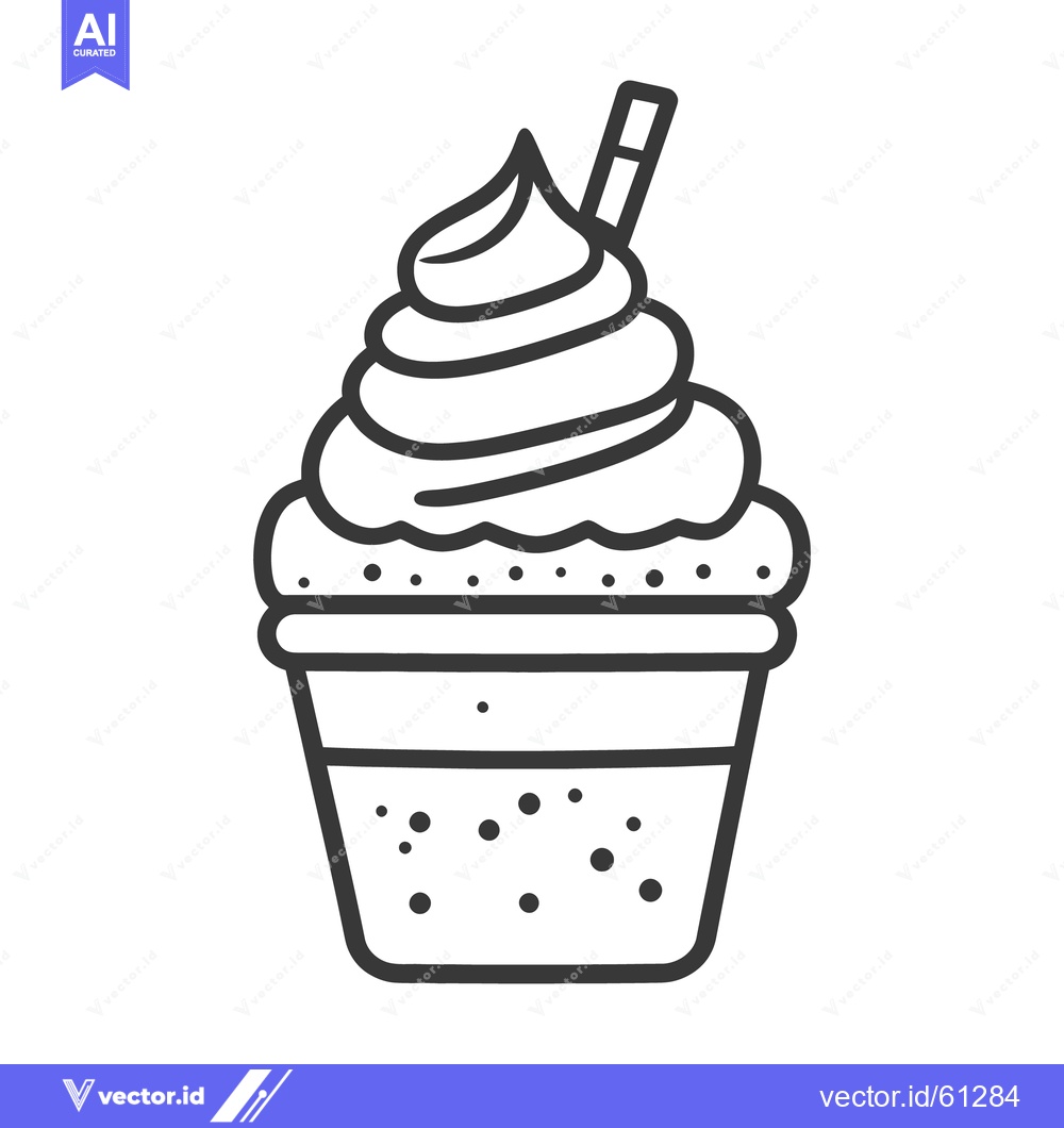 Premium Vector dari A black and white illustration of an iced dessert treat
