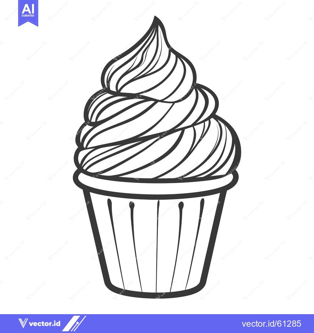 Premium Vector of A detailed illustration of a delicious dessert cupcake on white backgr