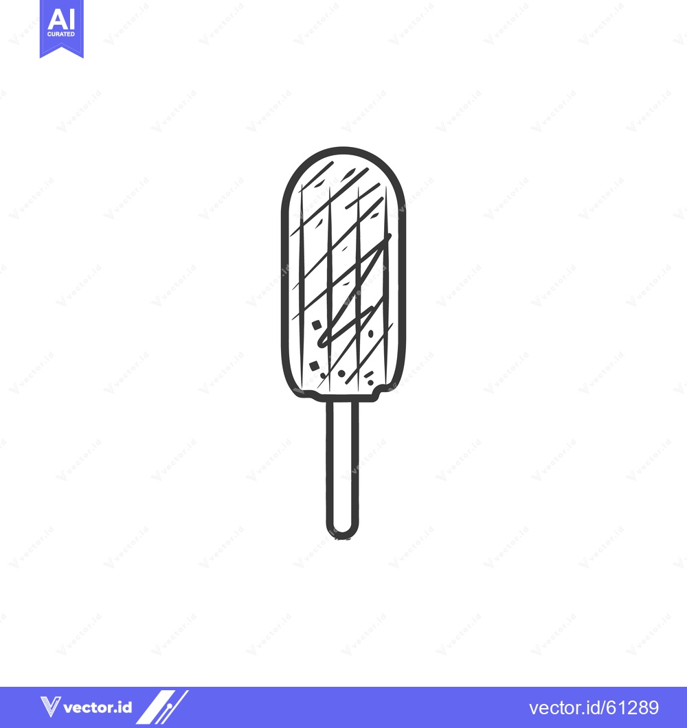 Premium Vector of Illustrated sketch of an ice pop on a wooden stick against white backg