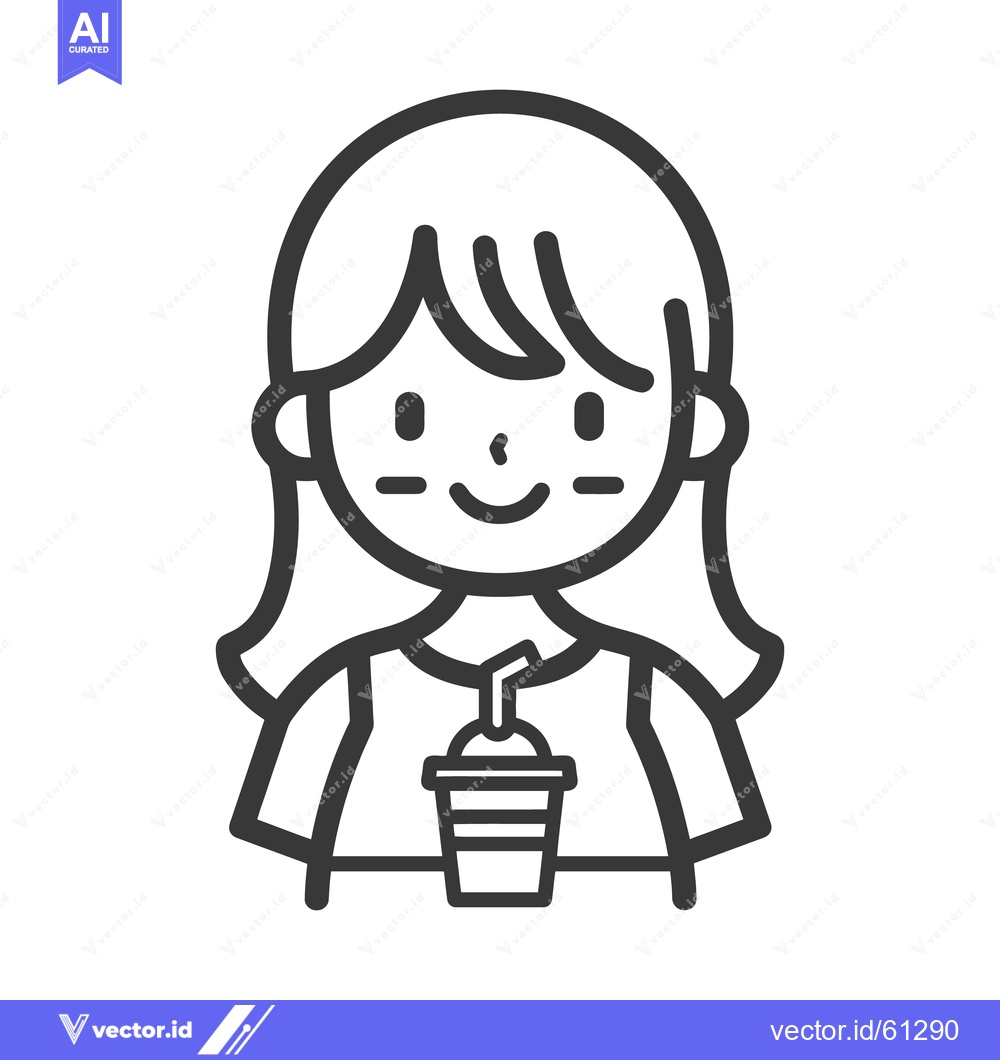 Premium Vector dari A simple outline illustration of a smiling young woman
