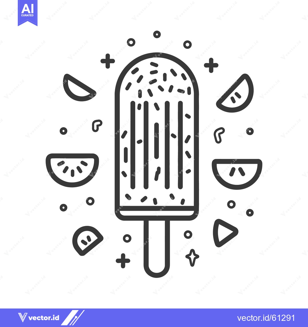 Premium Vector of A monochrome illustration depicting a refreshing popsicle on a stick