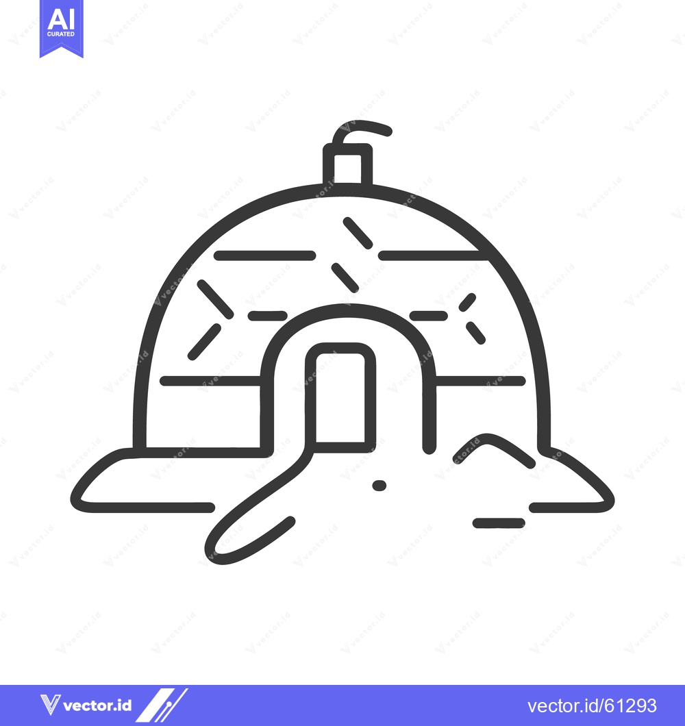 Premium Vector of A simple linear illustration of an igloo with a doorway