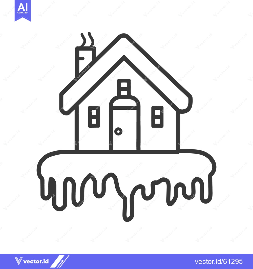 Premium Vector dari A simple house graphic with melting snow on its base