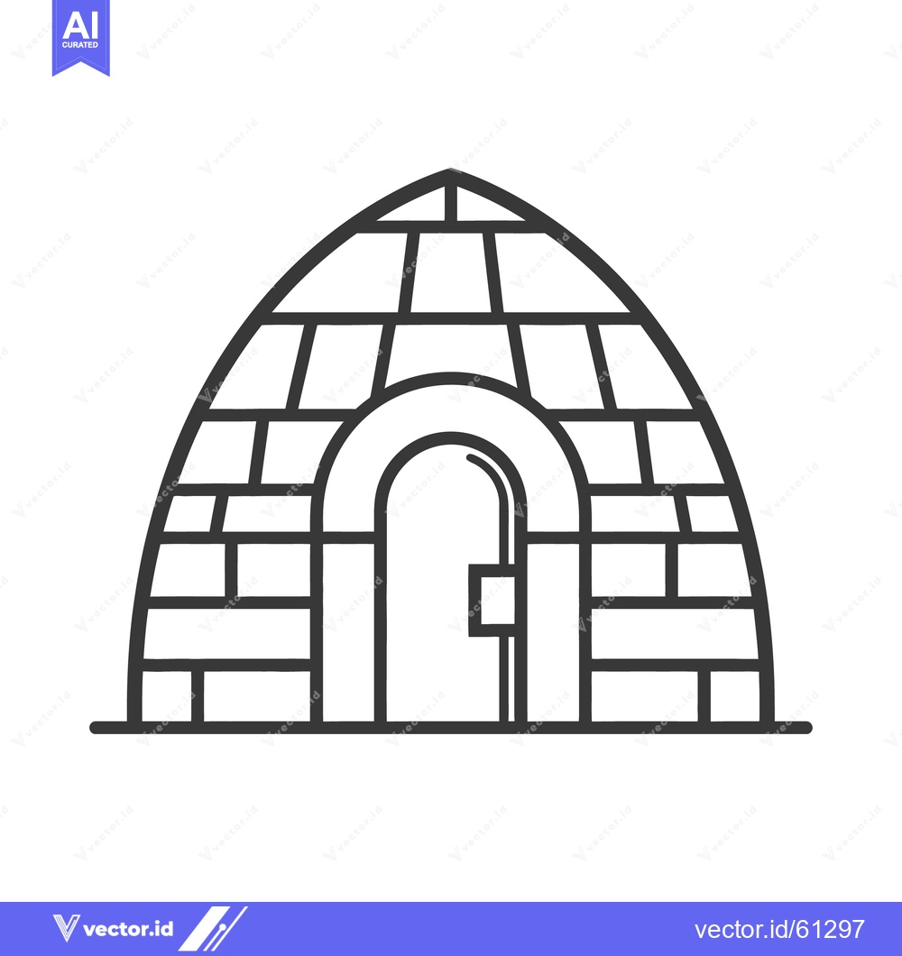 Premium Vector dari Simple black line drawing of an isolated snow igloo