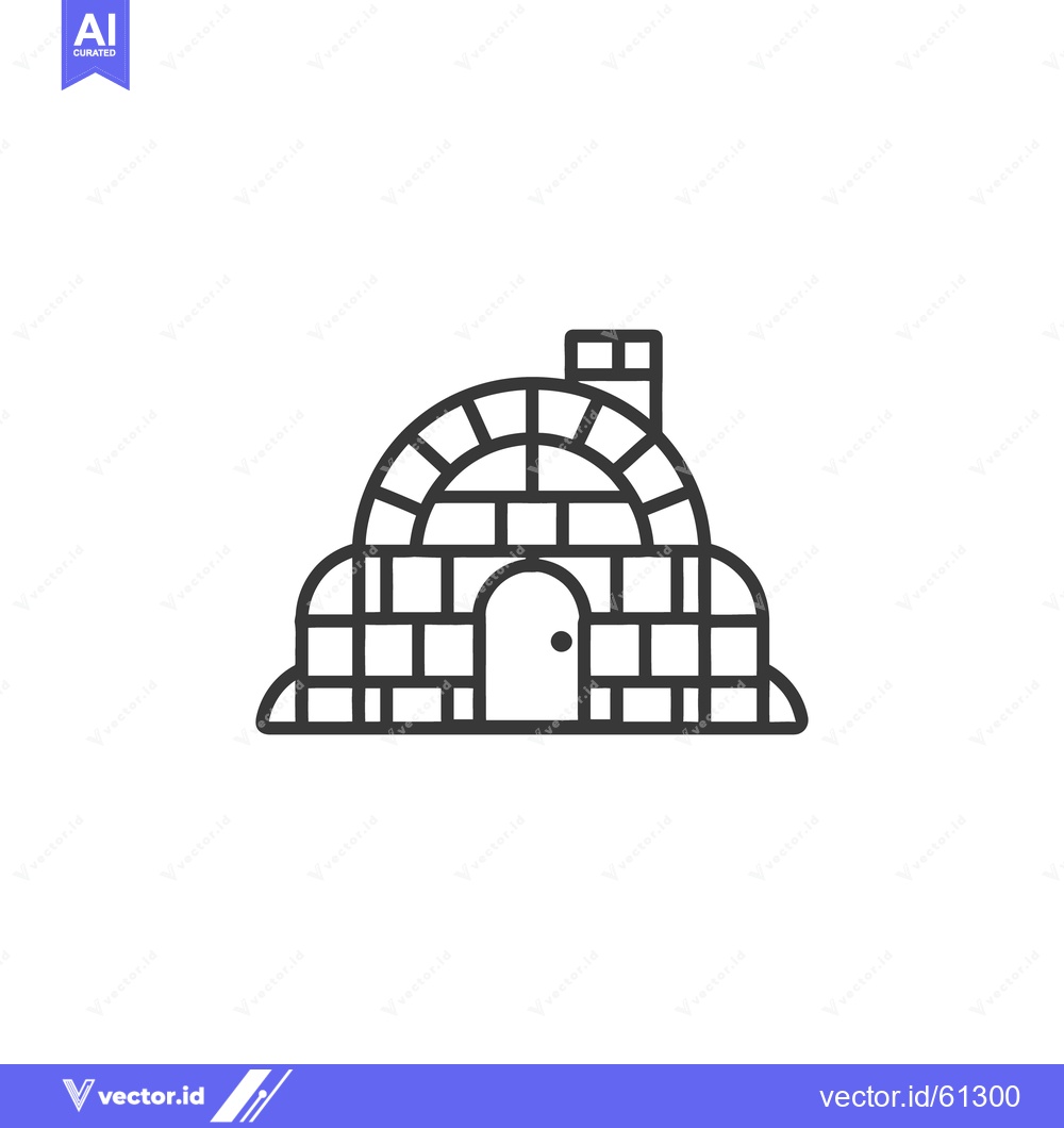 Premium Vector dari A Simple Detailed Black Outline Of An Igloo Structure