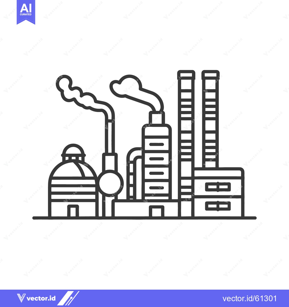 Premium Vector dari A stylized black and white illustration of an industrial facility