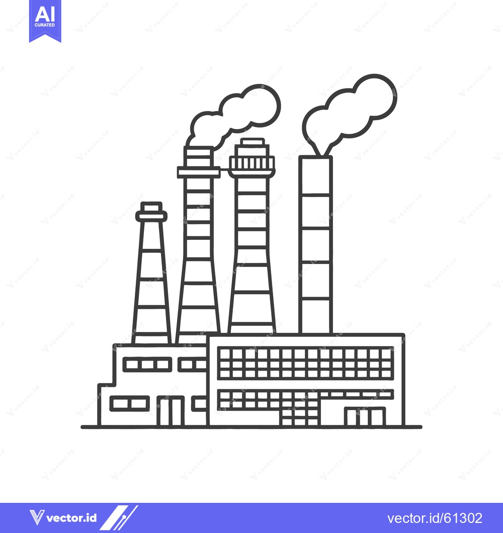 Premium Vector dari A factory illustration emitting smoke from multiple smokestacks into t