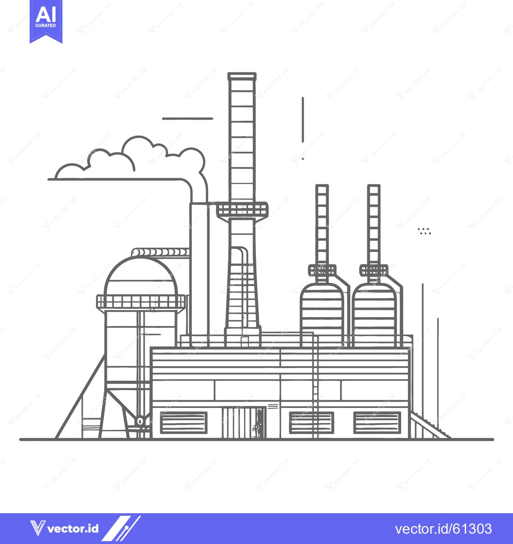 Premium Vector dari A line drawing of an industrial factory and its components