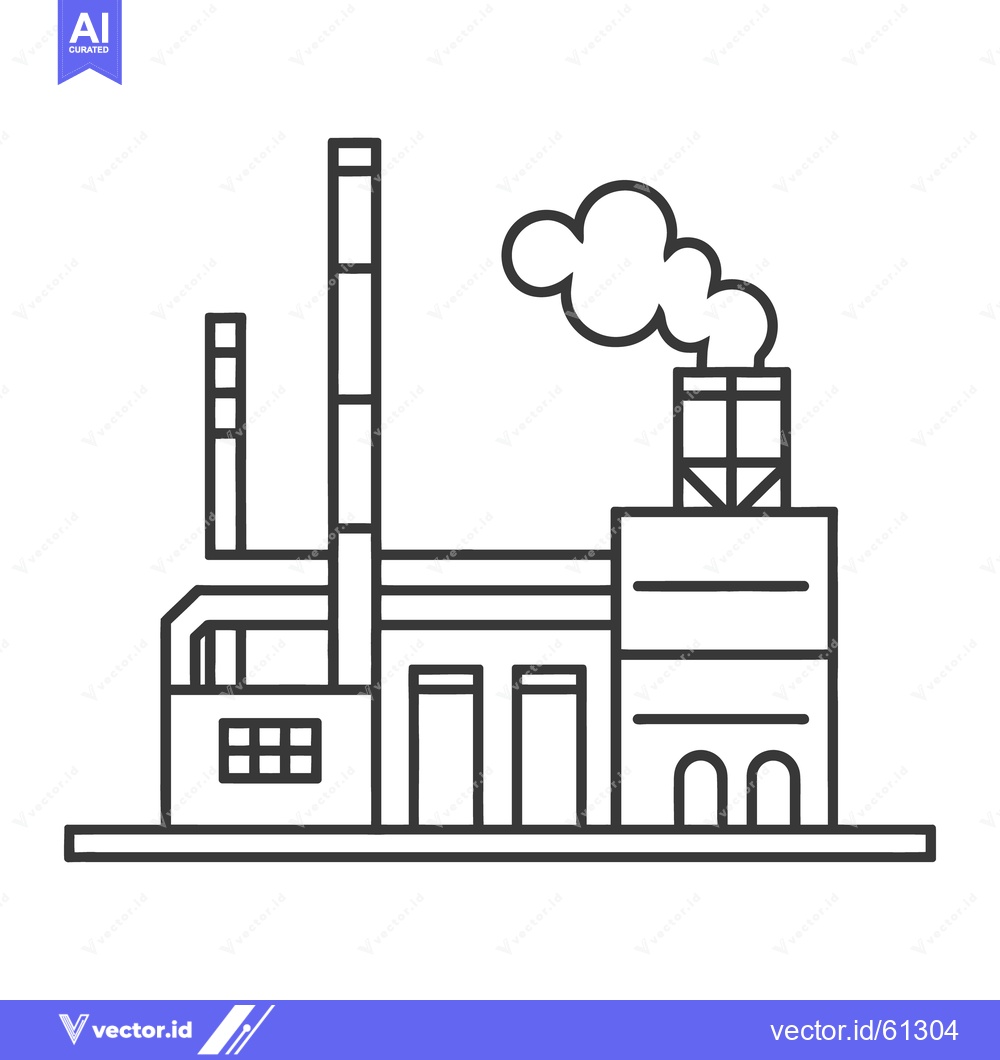 Premium Vector dari A simple black and white illustration of a factory building