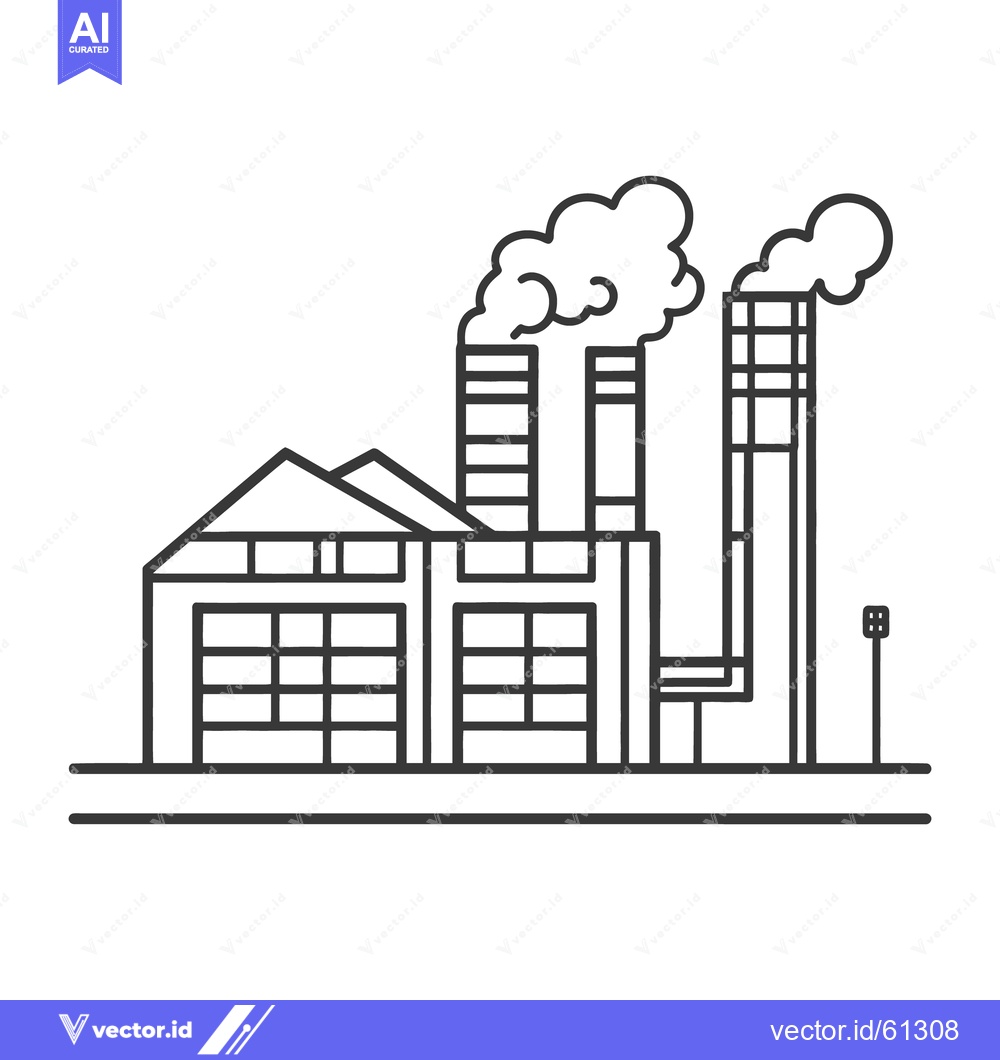 Premium Vector of A black and white minimalist illustration of an industrial factory
