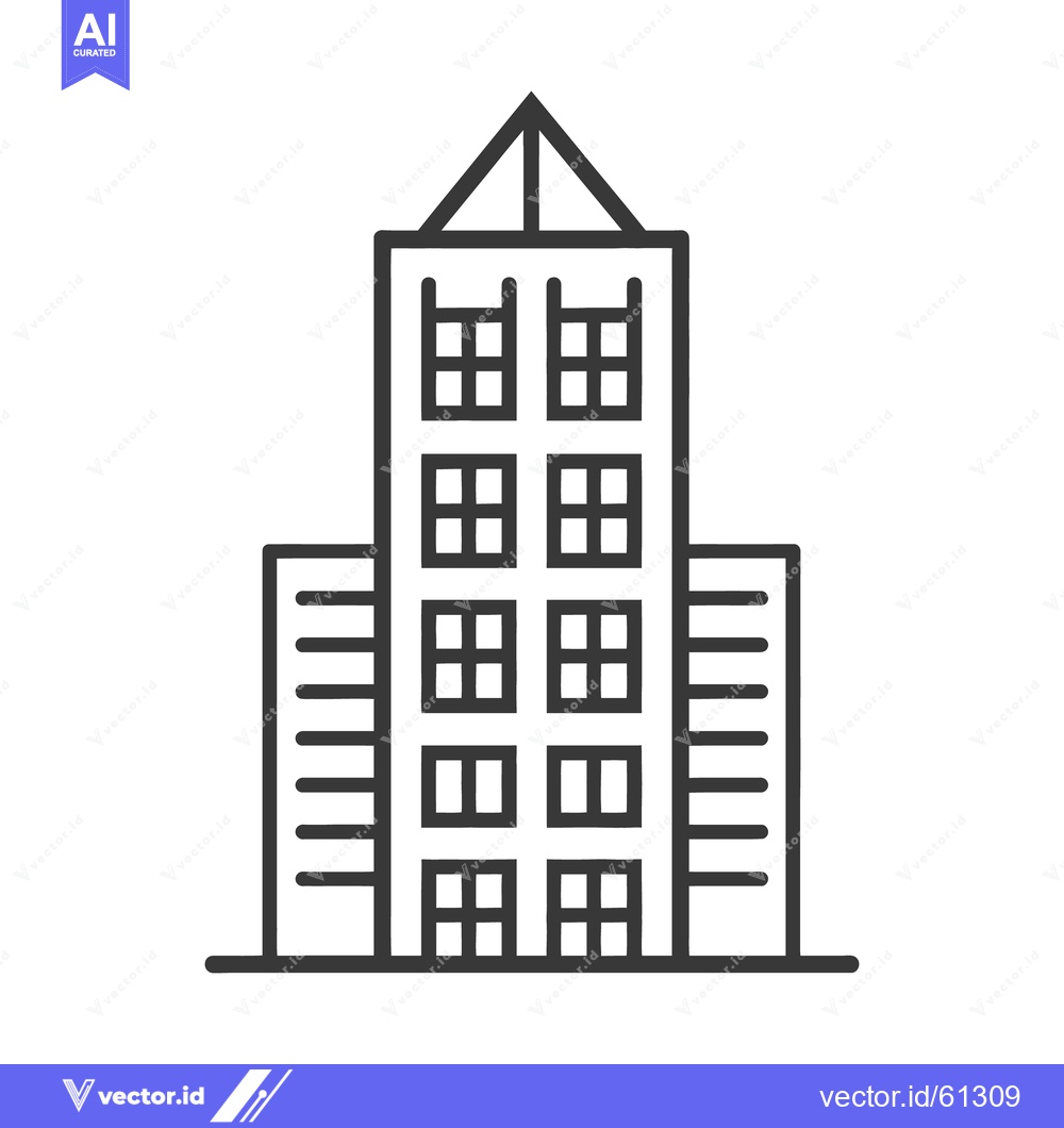 Premium Vector of A tall black and white stylized building with a unique roof shape