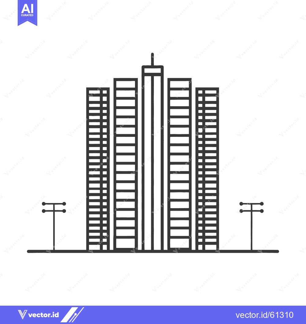Premium Vector of A simple black and white illustration depicting multiple skyscrapers i