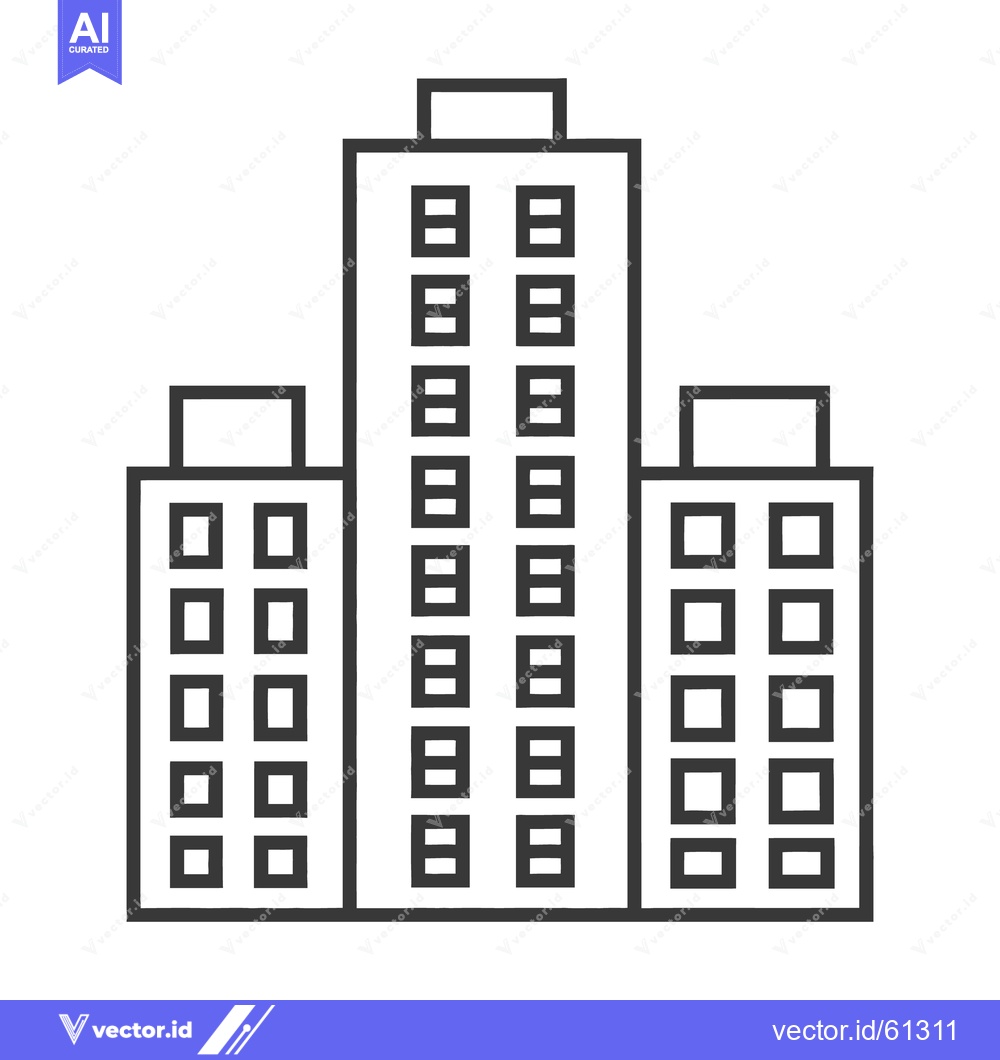 Premium Vector dari Simplified illustration of three connected buildings with multiple win