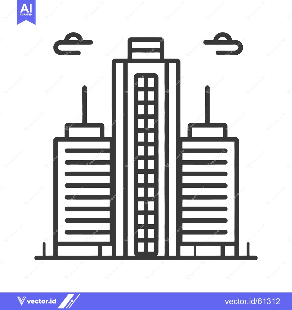 Premium Vector dari A stylized linear drawing of several tall urban buildings