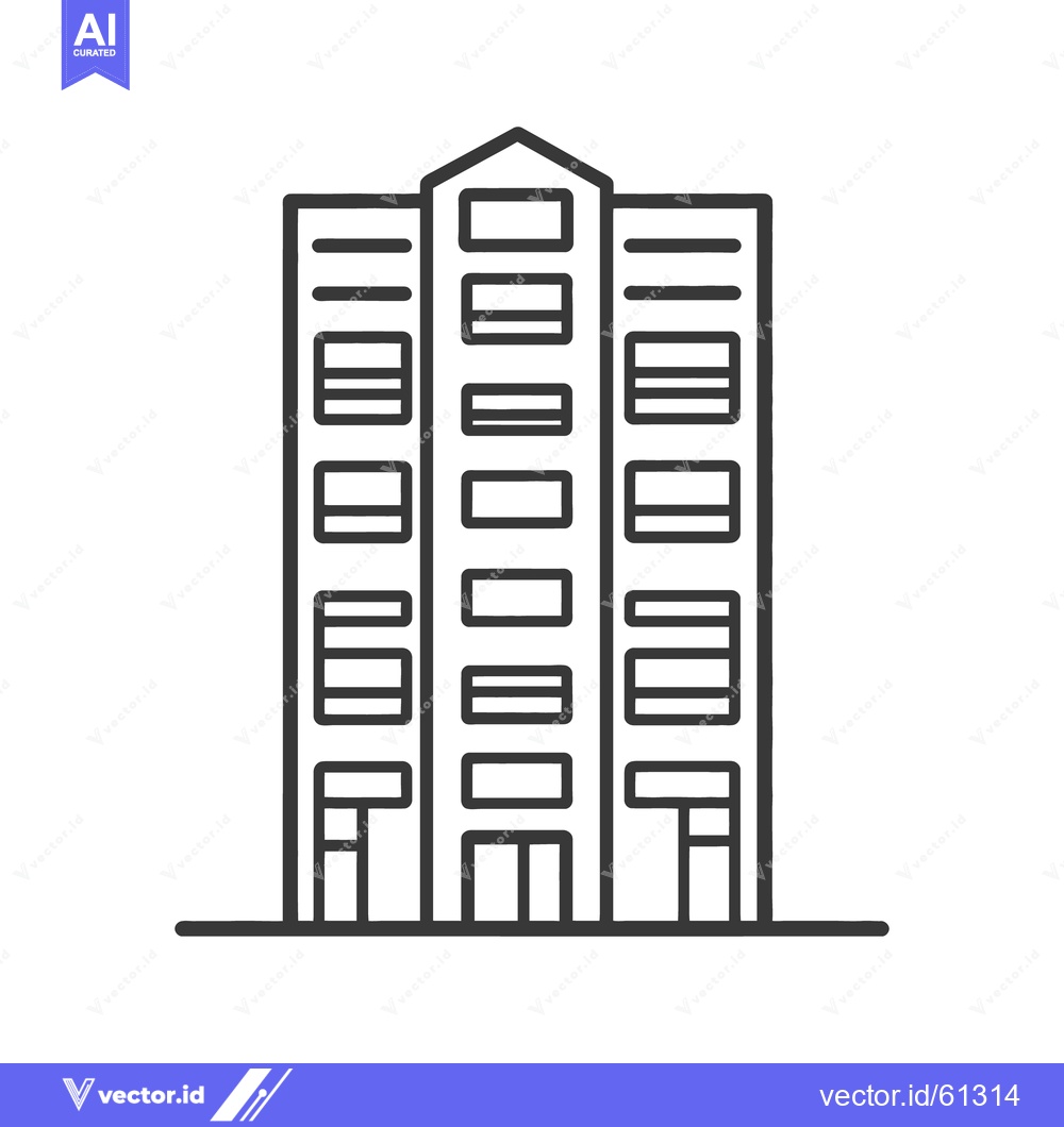 Premium Vector of Simple black and white illustration of a high rise building structure