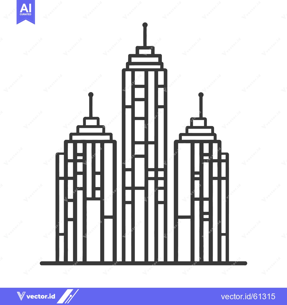 Premium Vector dari Stylized black line drawing of three tall city buildings