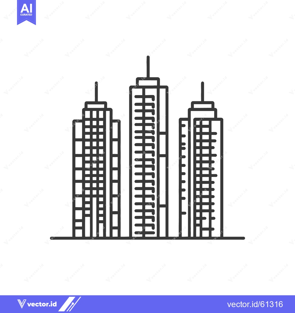 Premium Vector dari Outline illustration depicting three modern high rise urban buildings