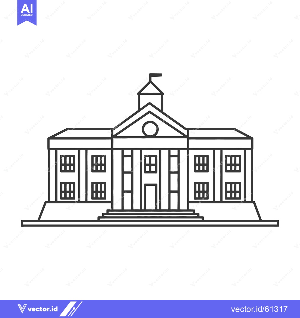 Premium Vector dari Simple architectural illustration depicts a building with a flag on to