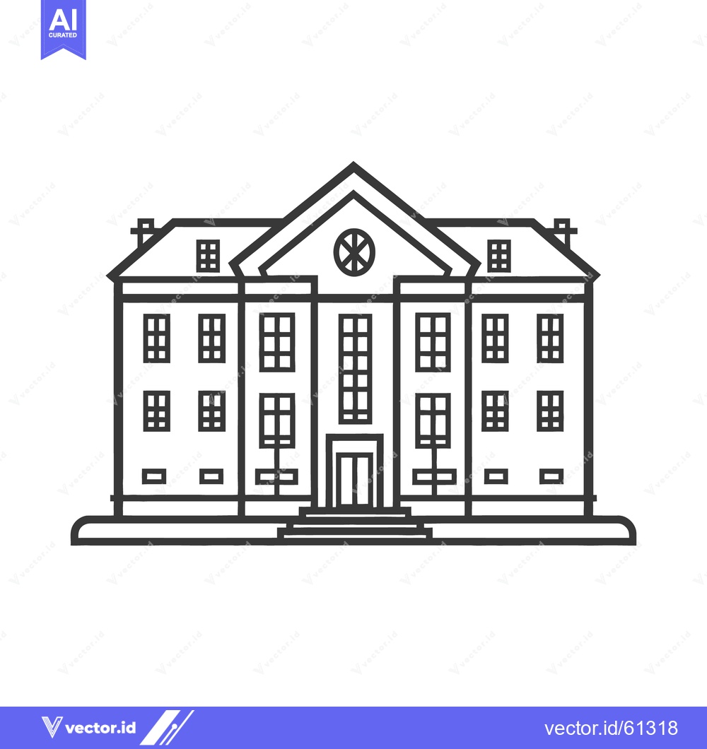 Premium Vector dari A symmetrical black and white illustration depicting a large building