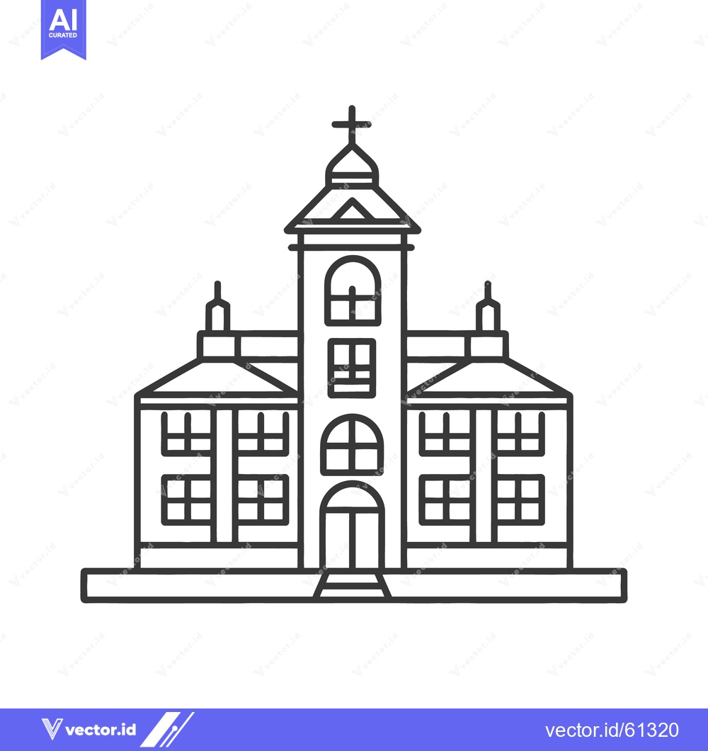 Premium Vector of A detailed linear architectural building illustration featuring window
