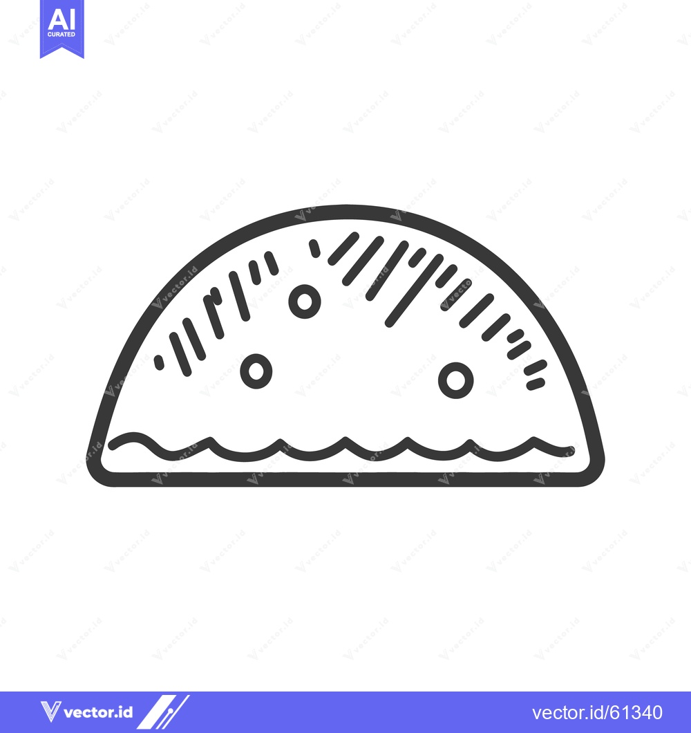 Premium Vector of A black and white illustration depicts a half circle pastry