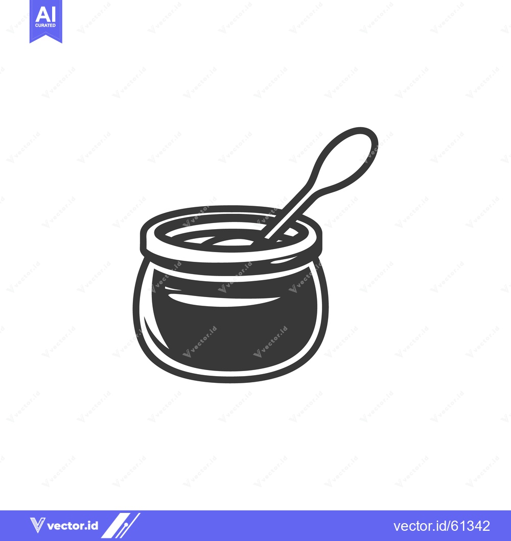 Premium Vector dari A small jar filled with something and a small spoon